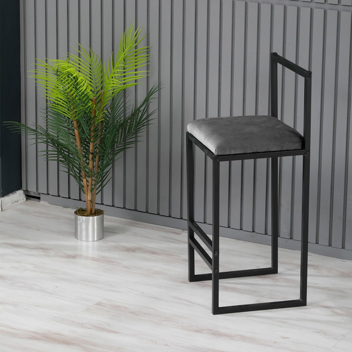 Hanah Home Taburete de Bar de Metal Humo